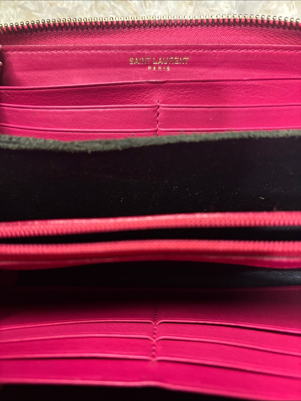 Saint Laurent Classic Y Ligne Zip Around Wallet in fuchsia pink - Picture 12 of 16